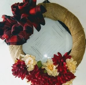 Burlap and plaid wreath